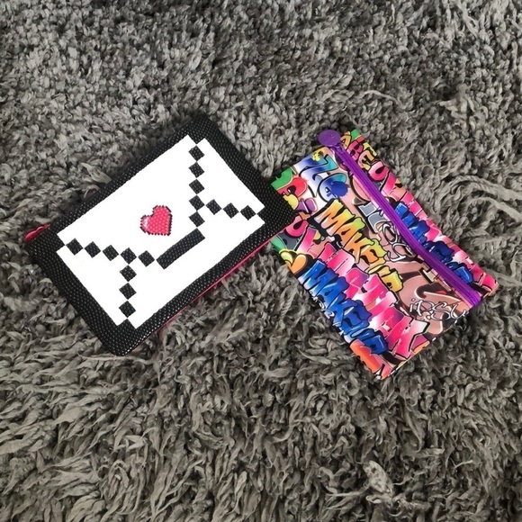 Pencil Case Makeup Bag Graffiti Pixel Art Zip Pouch‎ Cosmetic Travel - Picture 2 of 2